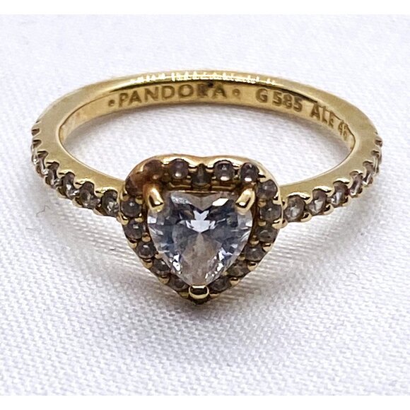 Pandora Authentic 14k Elevated Heart Ring Size 4.5 - Picture 2 of 8